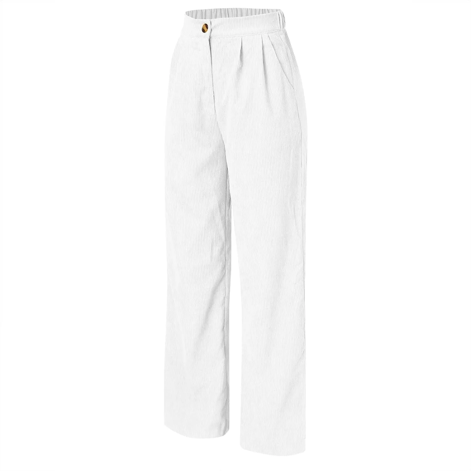 Womens Plus Size Corduroy Pants High Waisted Wide Leg Trousers Straight Leg Trendy Work Pants with Pockets