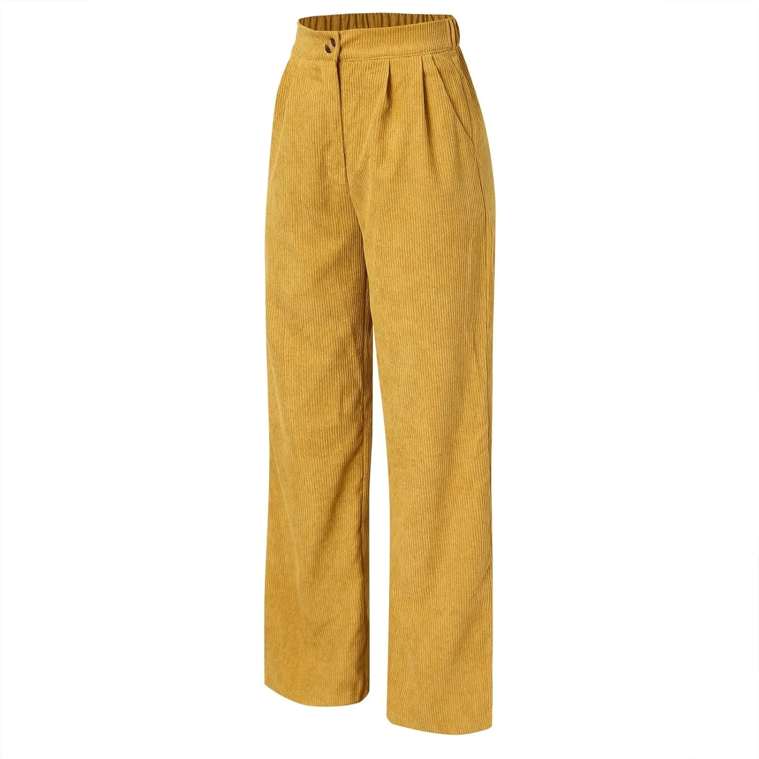 Womens Plus Size Corduroy Pants High Waisted Wide Leg Trousers Straight Leg Trendy Work Pants with Pockets