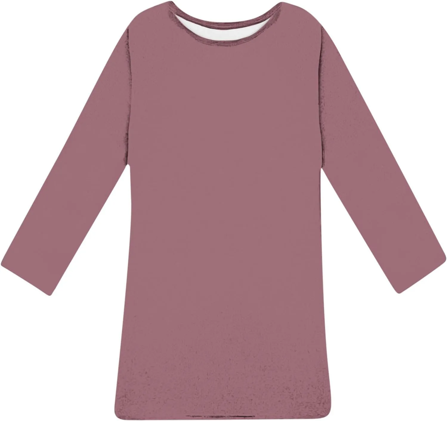 Womens Round Neck Long Sleeve Mini Dress Casual Loose Fit Shift Dress Nightgown Soft Sleep Dress Plus Size Sleepwear