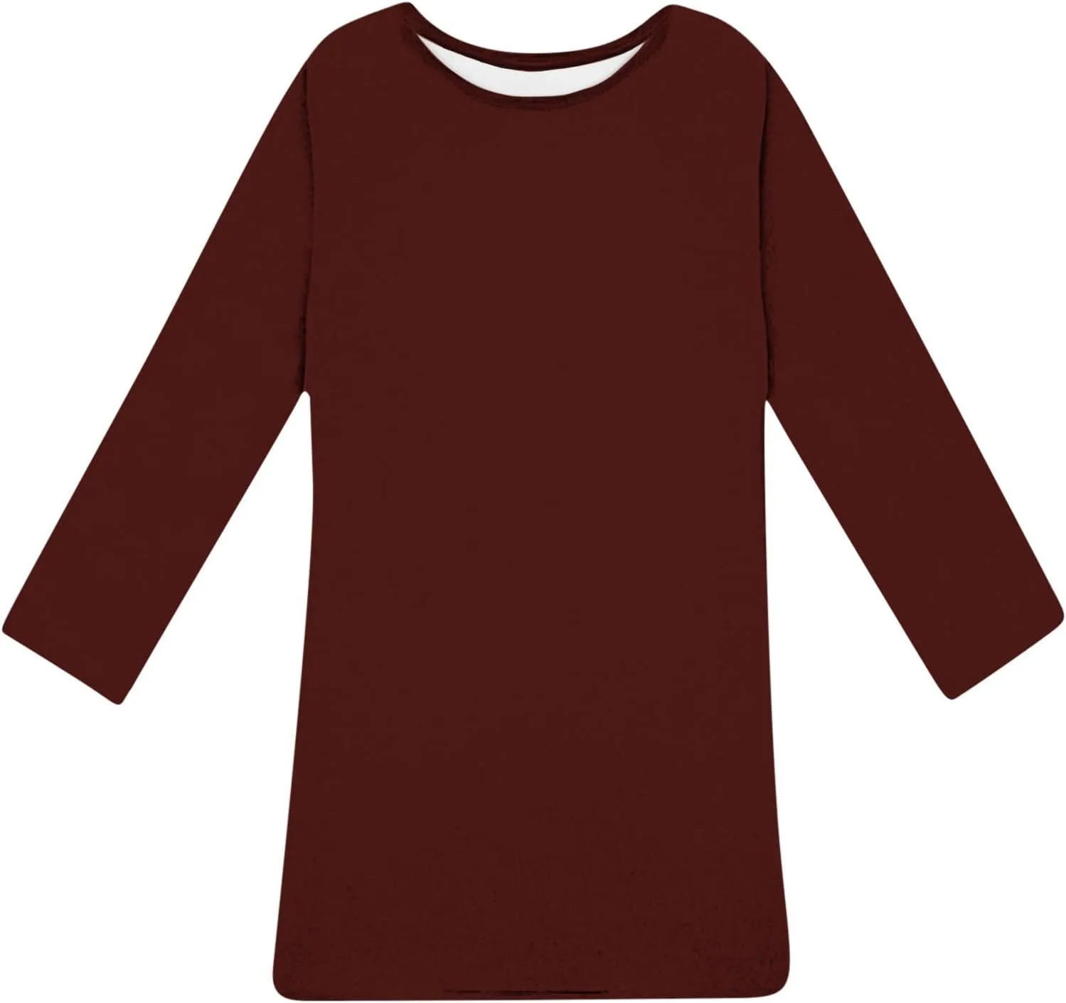 Womens Round Neck Long Sleeve Mini Dress Casual Loose Fit Shift Dress Nightgown Soft Sleep Dress Plus Size Sleepwear