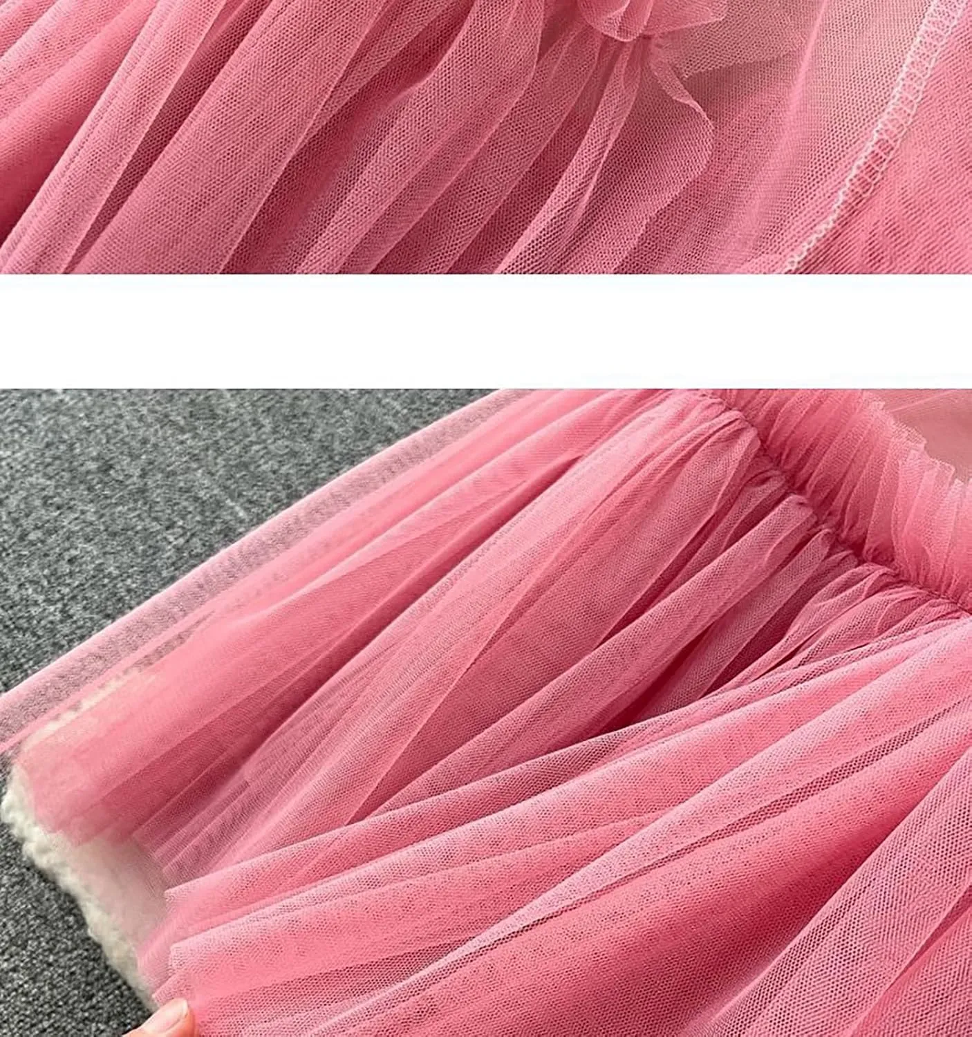 Women's Ruffle Tulle See Through Mesh Long Skirt High Waist Tiered Irregular Layered Sheer Maxi Skirts