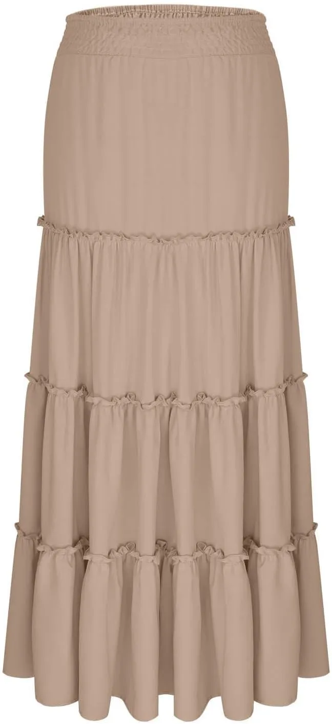 Womens Skirts for Women Rayon Beach Holiday Boho Hawaiian Pleated Peplum High Cut Maxi Long 2025 Trendy
