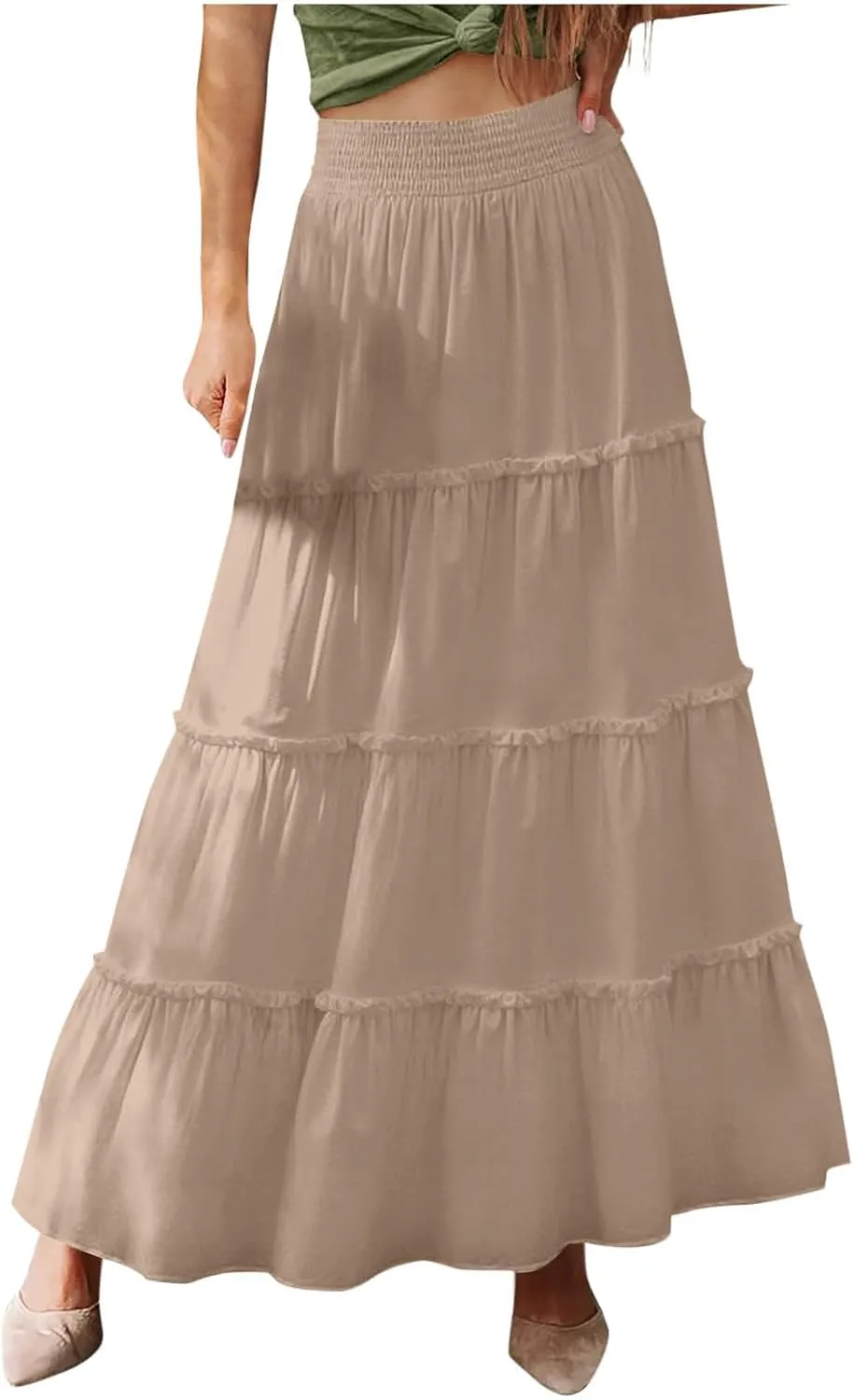 Womens Skirts for Women Rayon Beach Holiday Boho Hawaiian Pleated Peplum High Cut Maxi Long 2025 Trendy