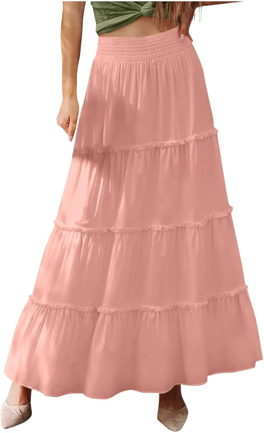 Womens Skirts for Women Rayon Beach Holiday Boho Hawaiian Pleated Peplum High Cut Maxi Long 2025 Trendy