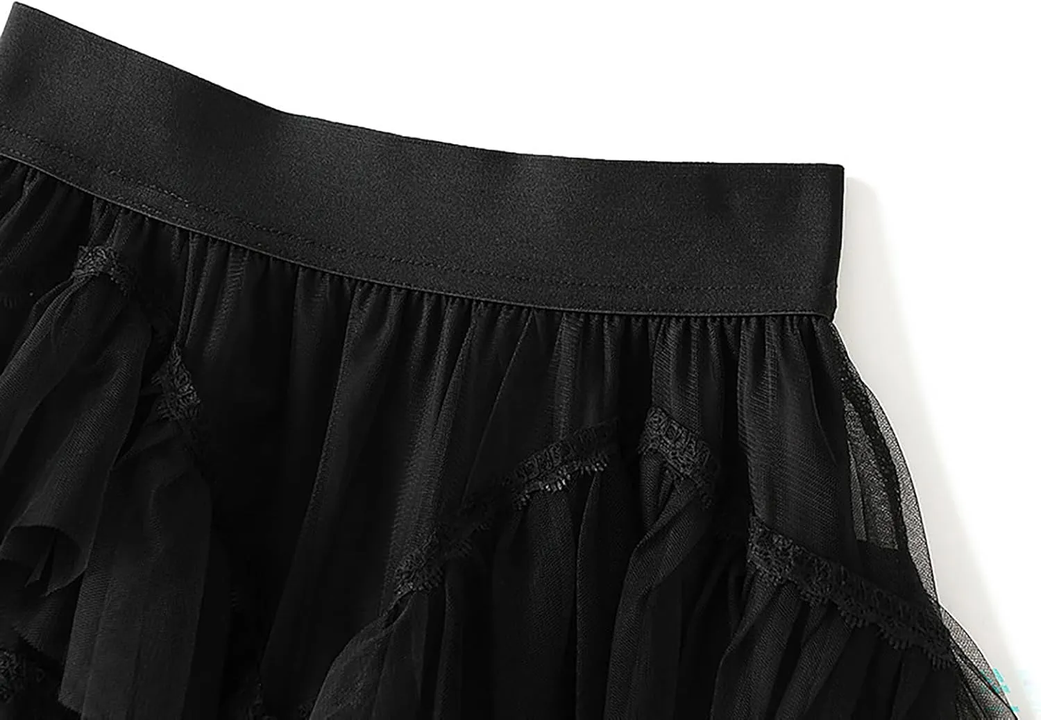 Women's Tiered Layered Tulle Dance Long Maxi Skirt Elastic Waist Tutu Puffy Ruffle Cake A Line Maxi Skirt