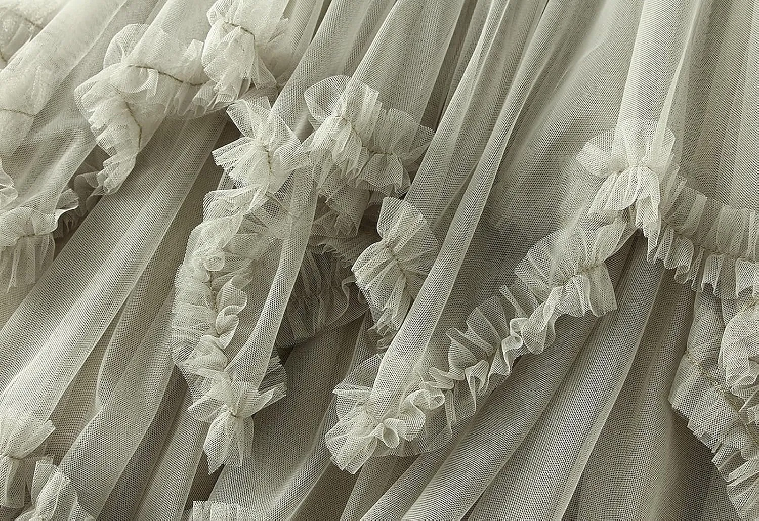 Women's Tulle Mesh Tiered Layered Midi Skirts Irregular Tutu Bubble Fairy Ruffle Long Skirt