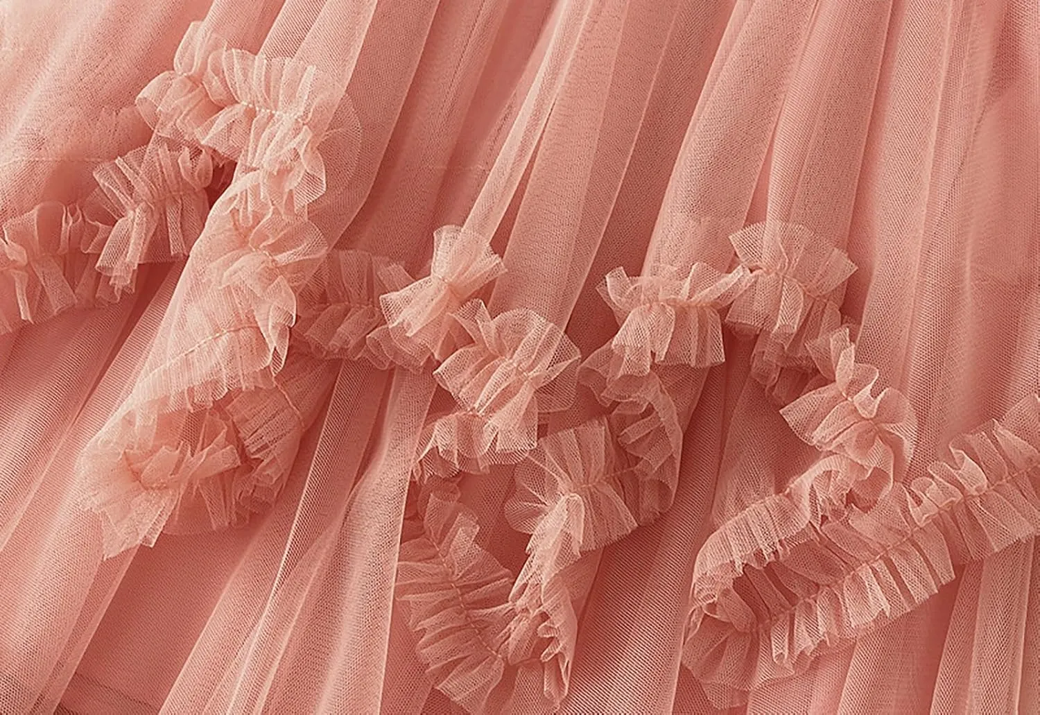 Women's Tulle Mesh Tiered Layered Midi Skirts Irregular Tutu Bubble Fairy Ruffle Long Skirt