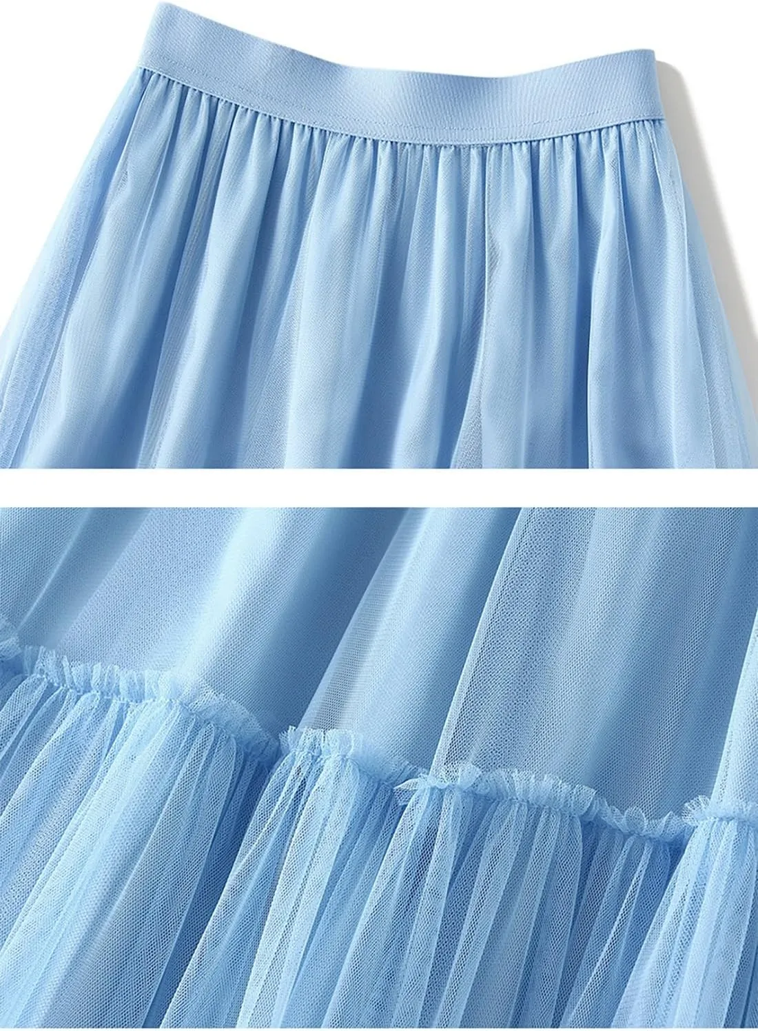 Women's Tulle Tiered Layered Maxi Skirt Ruffle Cake Puffy Tutu Mesh Long Skirts Petticoat