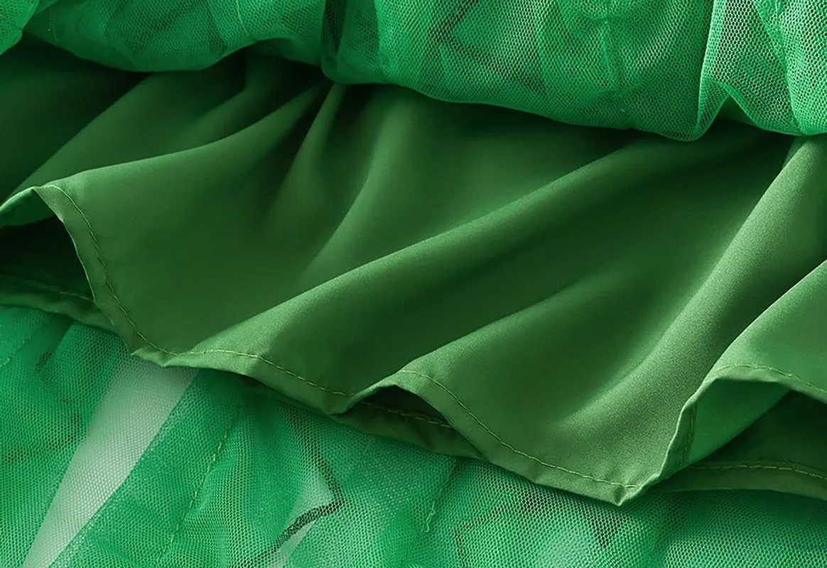 Women's Tulle Tiered Layered Ruffle Flowy Maxi Skirt Tutu Puffy Fairy Long Skirt Performance