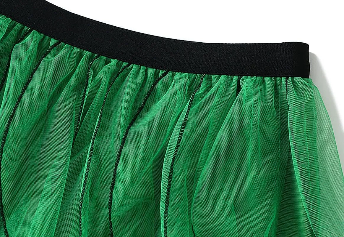 Women's Tulle Tiered Layered Ruffle Flowy Maxi Skirt Tutu Puffy Fairy Long Skirt Performance