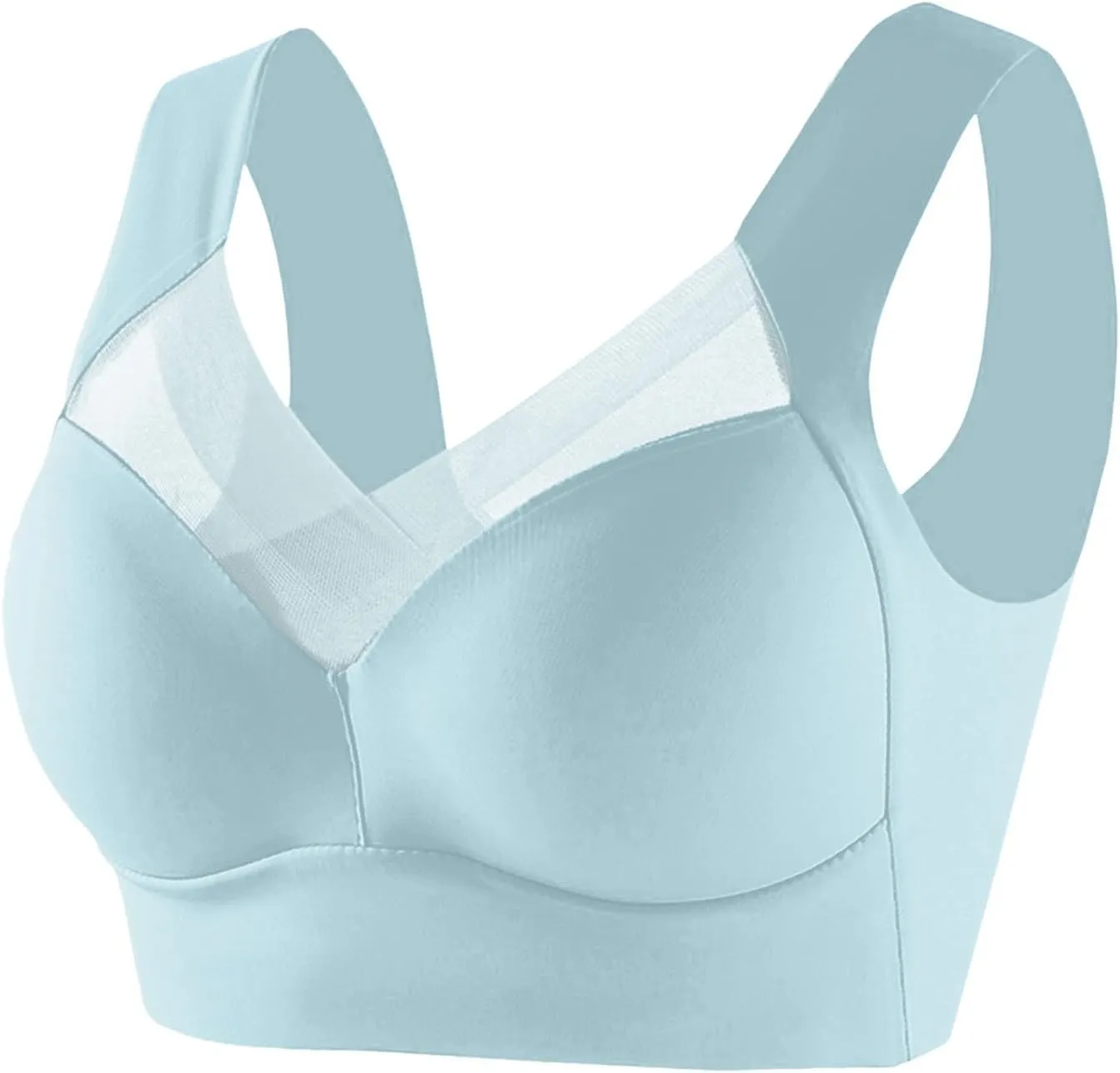 Womens Wireless Bras V Mesh Comfortable Bralette Supportive Tshirt Bra No Underwire Seamless Push Up Everyday Bras