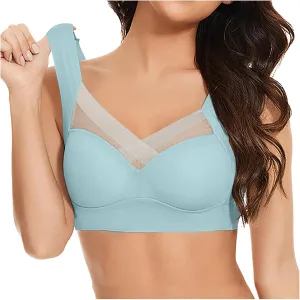 Womens Wireless Bras V Mesh Comfortable Bralette Supportive Tshirt Bra No Underwire Seamless Push Up Everyday Bras