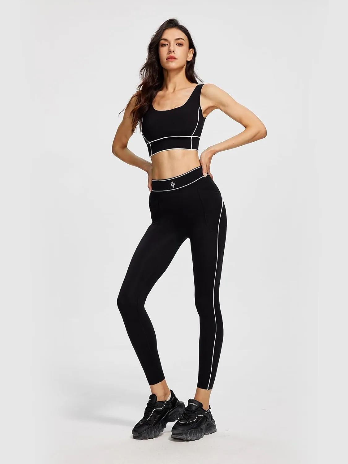 Workout Leggings for Women High Waist Tummy Control Yoga Leggings with Pockets Running Gym Yoga Pants
