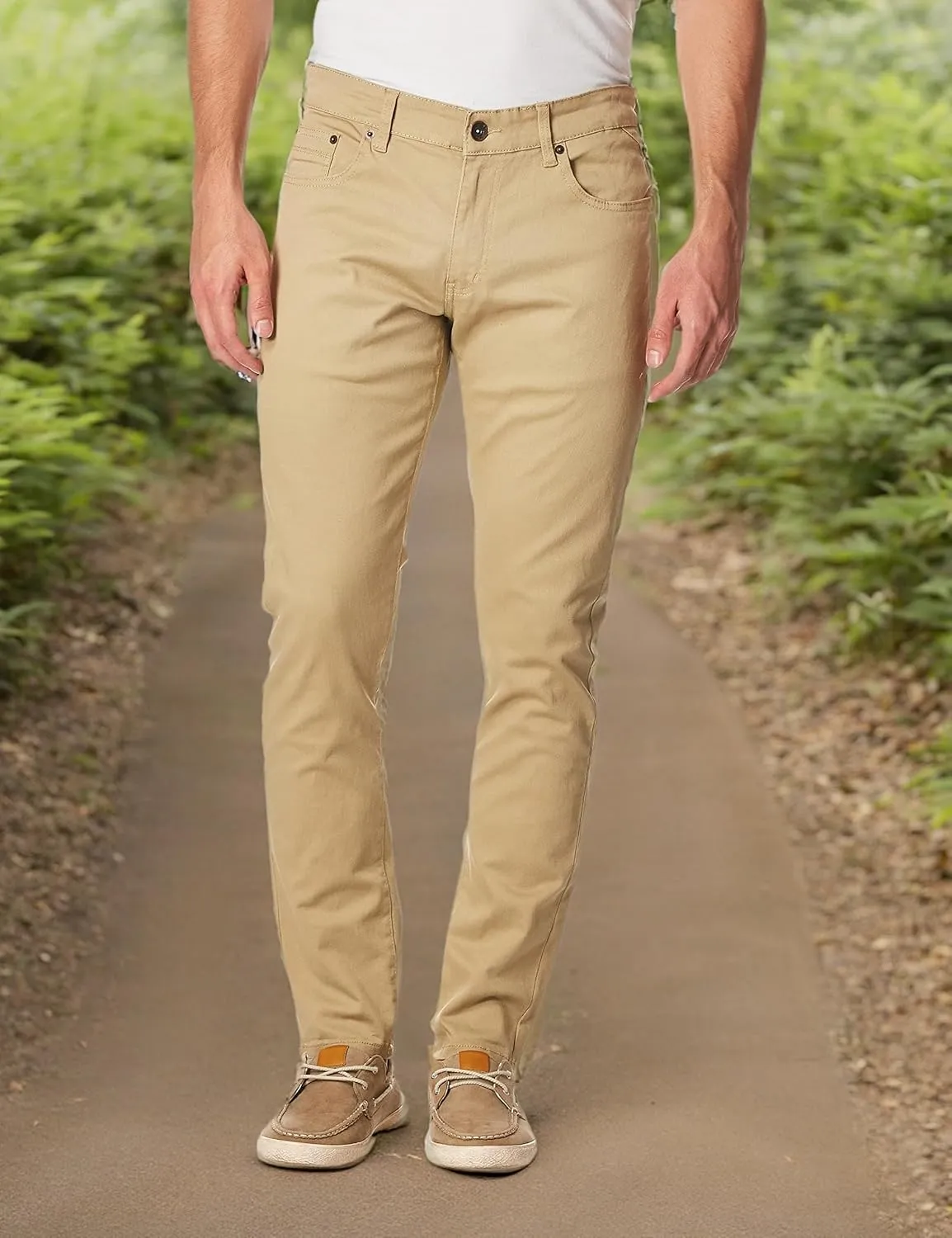 WT02 Men's Basic Color Twill Stretchable Skinny Pants