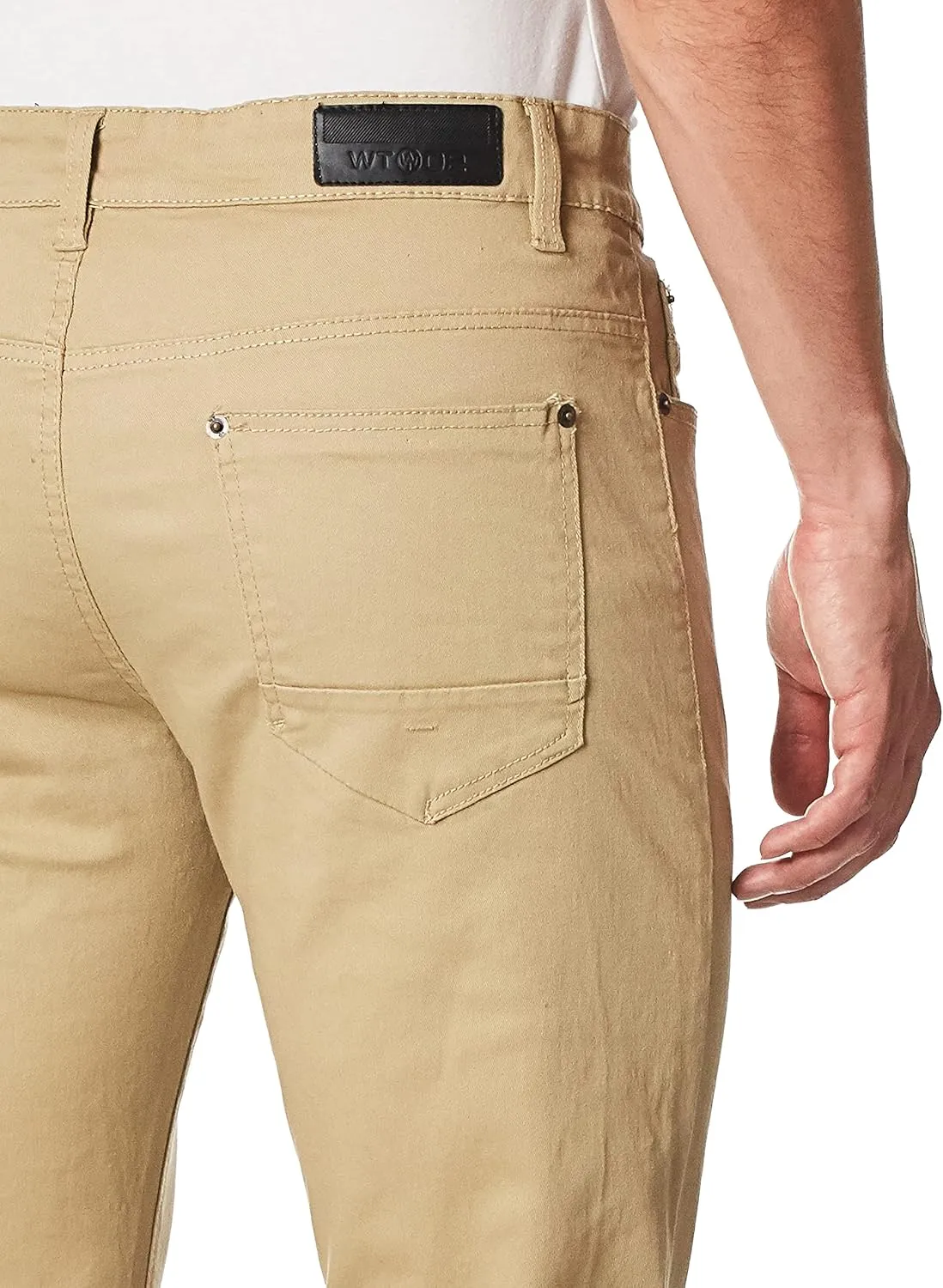 WT02 Men's Basic Color Twill Stretchable Skinny Pants