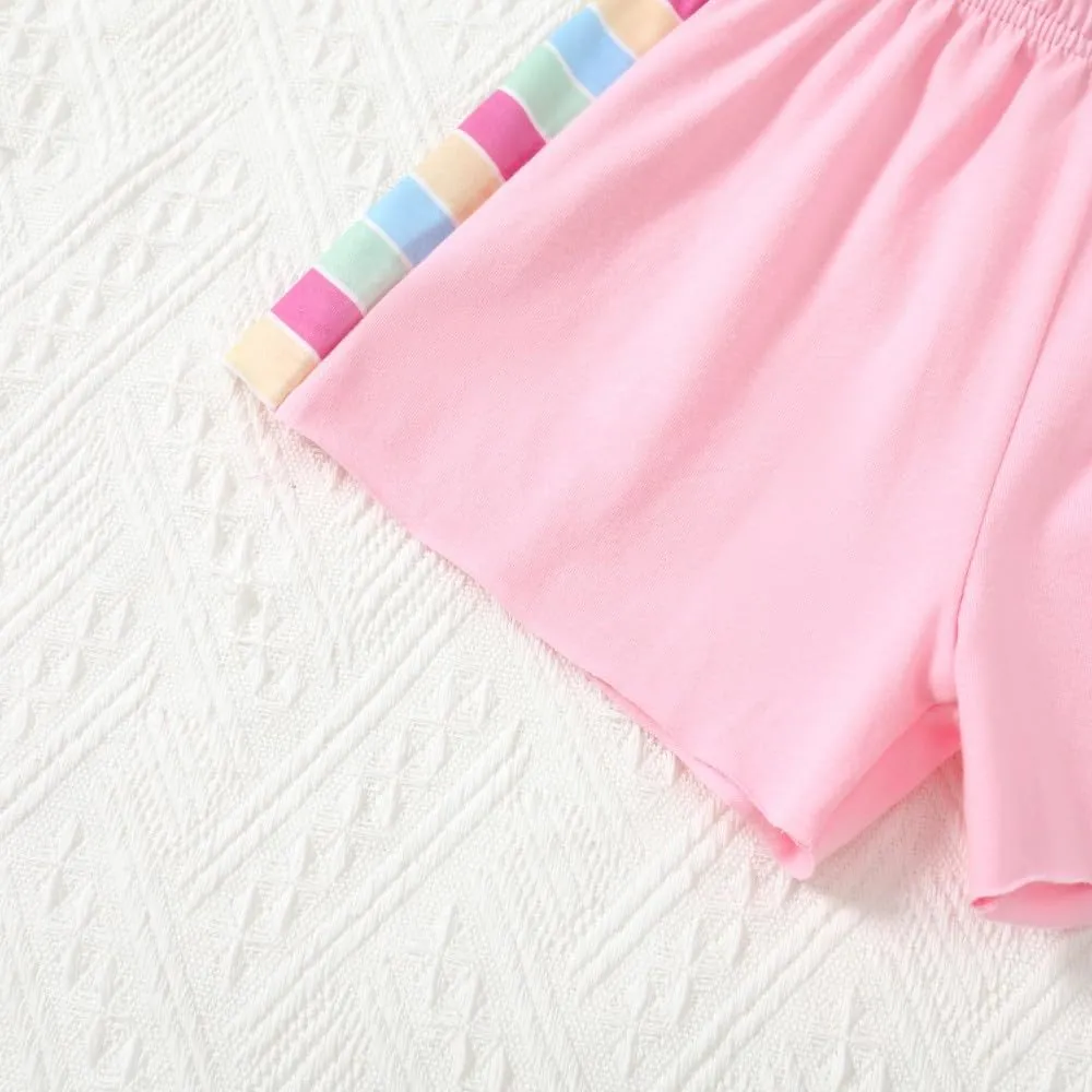 YALLET Toddler Baby Girl Clothes Summer Girls Outfits, Short Sleeve Top Shorts Cute Baby Clothing 1-5T