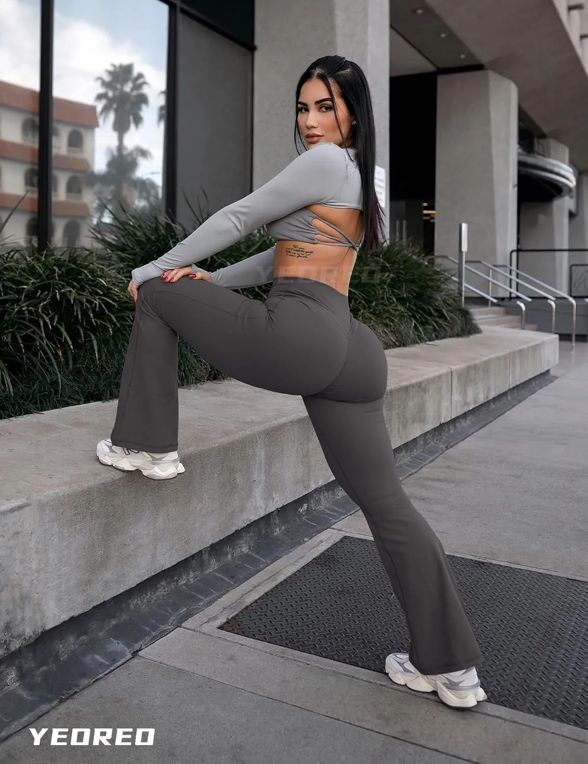 YEOREO Flare Leggings for Women Lynnie Bell Bottom Yoga Pants High Waisted Tummy Control Bootcut Workout Leggings