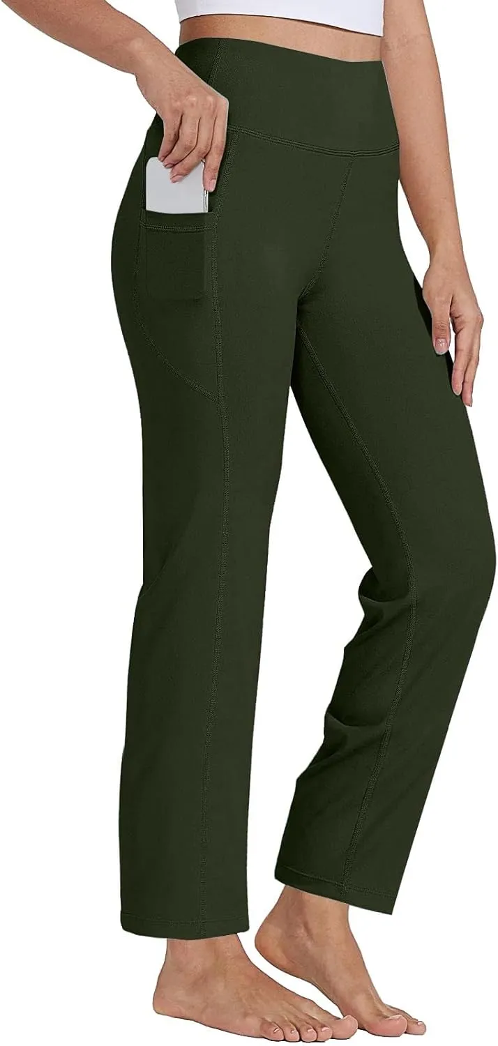 Yoga Pants Pants Women's Wide Casual Slim Leg Pants Loose Yoga Color Yoga Crossover Yoga Pants with Tummy Control