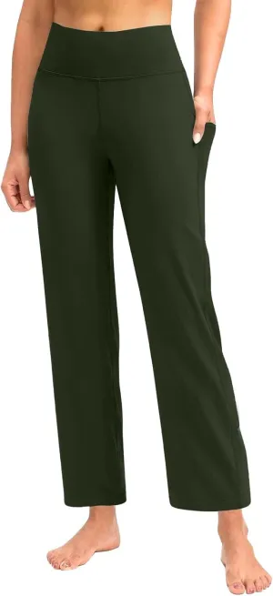 Yoga Pants Pants Women's Wide Casual Slim Leg Pants Loose Yoga Color Yoga Crossover Yoga Pants with Tummy Control