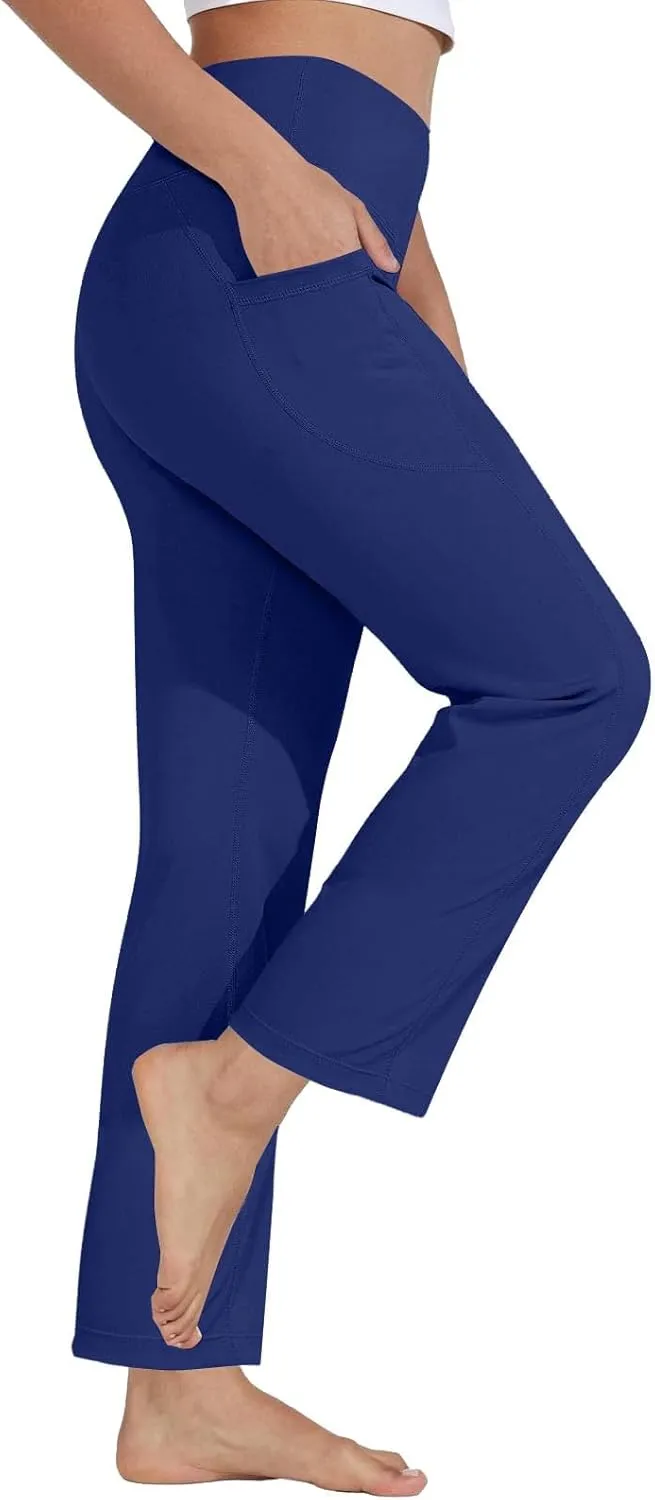 Yoga Pants Pants Women's Wide Casual Slim Leg Pants Loose Yoga Color Yoga Crossover Yoga Pants with Tummy Control