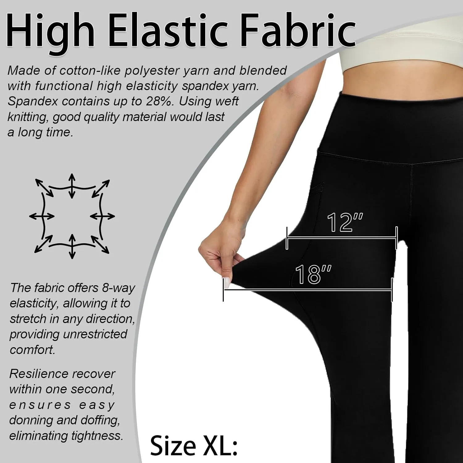 YOYOYOGA Flare Leggings Tummy Control Bootcut Yoga Pants with Pockets High Waisted Stretchy Pull Pant Bootleg Cut