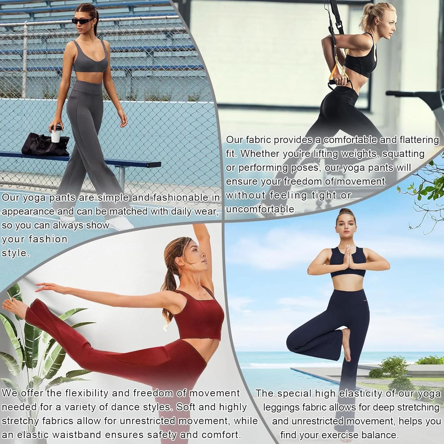 YOYOYOGA Flare Leggings Tummy Control Bootcut Yoga Pants with Pockets High Waisted Stretchy Pull Pant Bootleg Cut