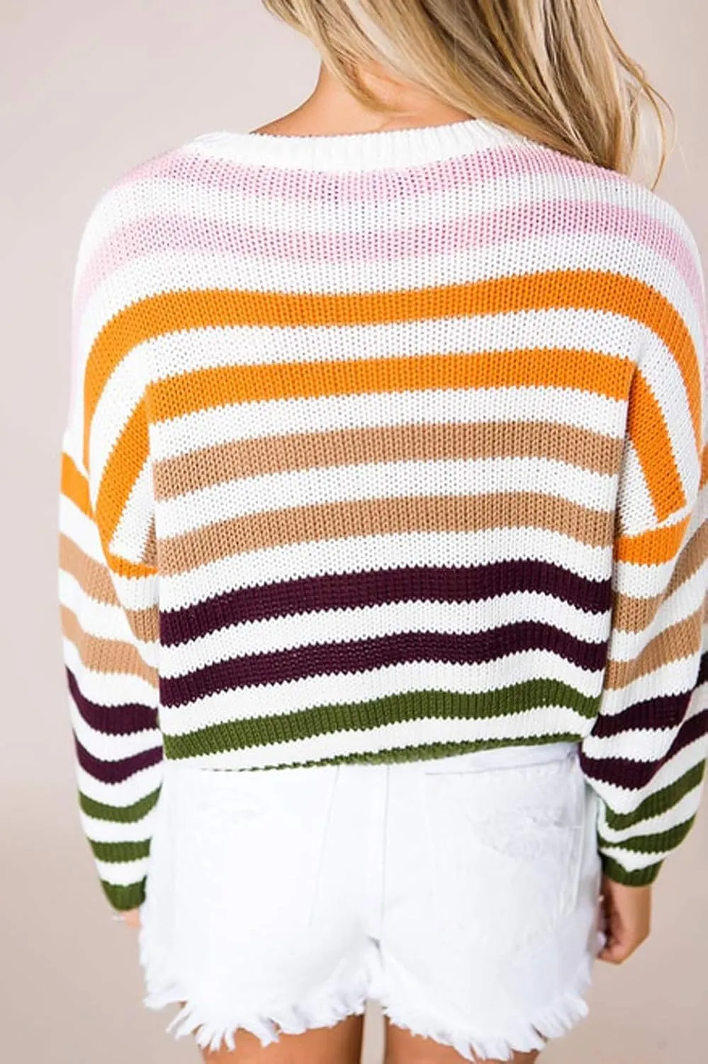 ZESICA Women's Fall Long Sleeve Crew Neck Striped Color Block Casual Loose Knitted Pullover Sweater Tops